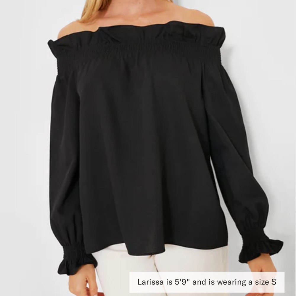 TUCKERNUCK Off the Shoulder Navy Blue Marguerite Blouse